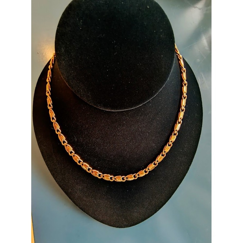 Vintage Gold-Tone Necklace Scroll Link Chain 18" High Quality‎ Costume Jewelry